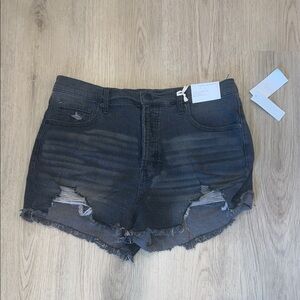 NWT Jessica Simpson Size 31 Women's Distressed Black Denim High Waist Shorts